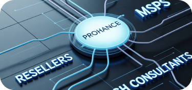 ProHance technology platform showing MSPs, Resellers, and Consultants connections