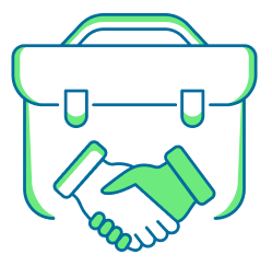Business partnership briefcase and handshake icon